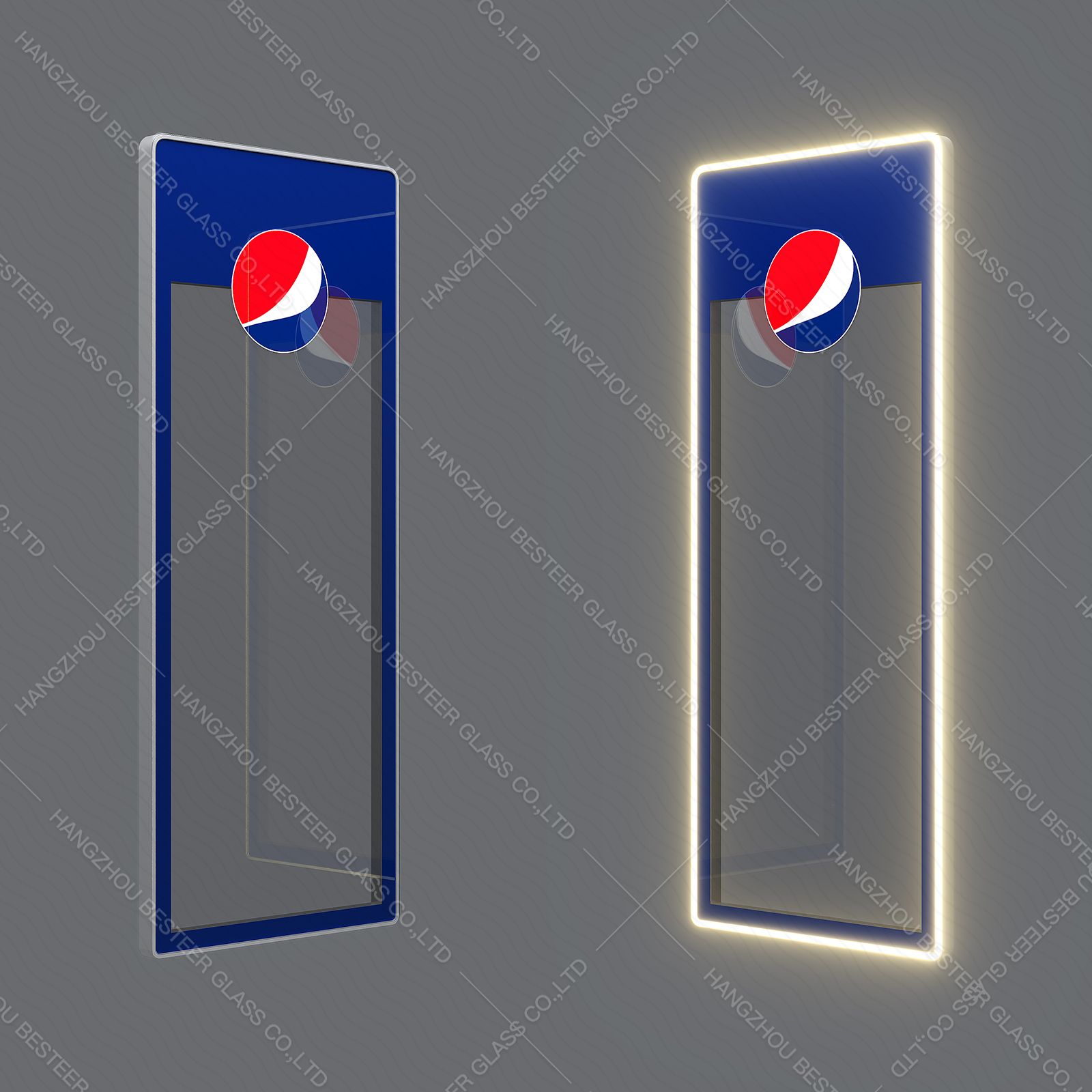 Puerta de vidrio con pantalla LED para refrigerador de bebidas